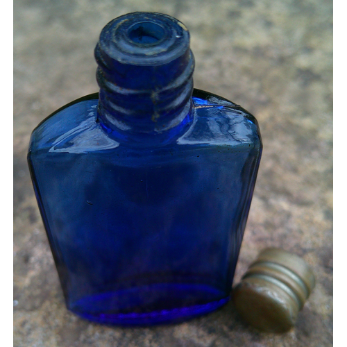 Art Deco Blue Glass Scent Bottle