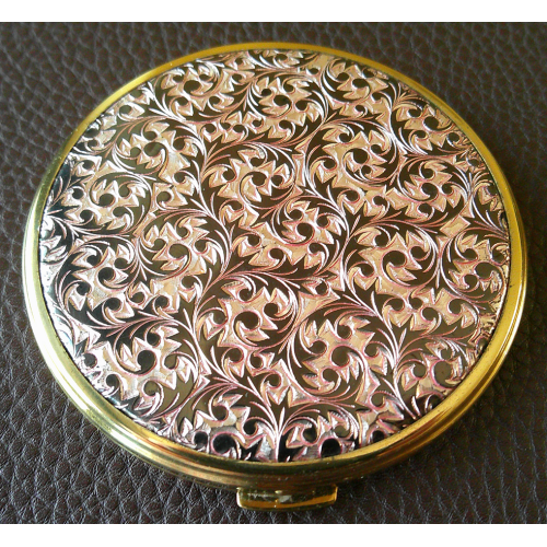 Vintage Elegance Pink and Black Swirl Compact