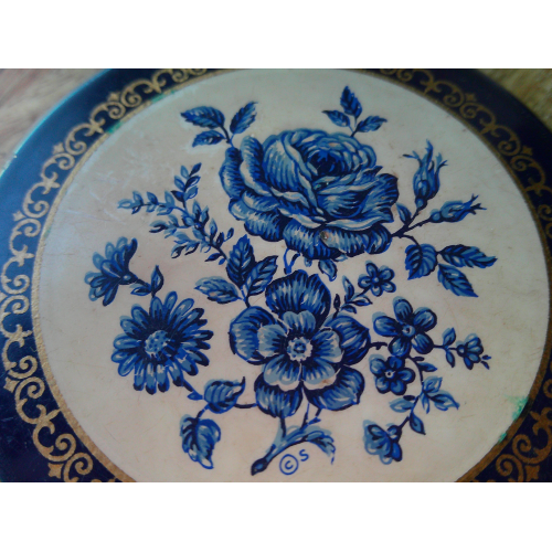 A Rare Vintage Stratton Blue Rose Compact