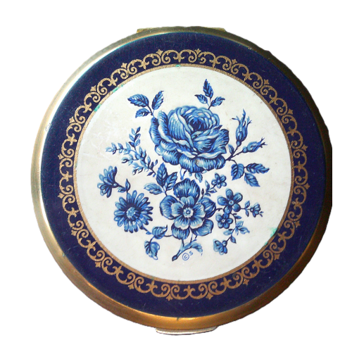 A Rare Vintage Stratton Blue Rose Compact