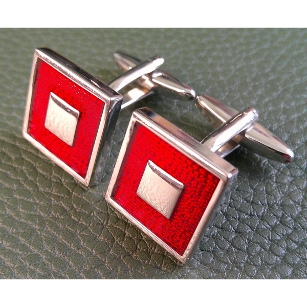 Vintage Red Enamel Cufflinks