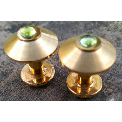 Dunhill Round Gold Green Stone Cufflinks