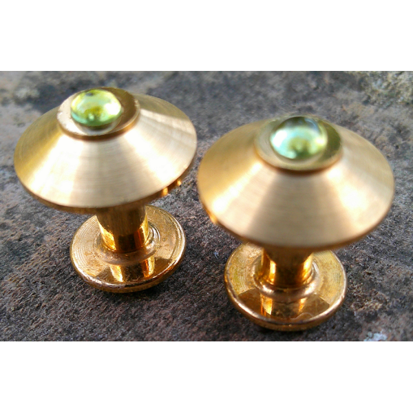 Dunhill Round Gold Green Stone Cufflinks