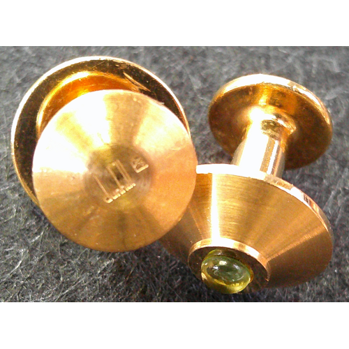Dunhill Round Gold Green Stone Cufflinks