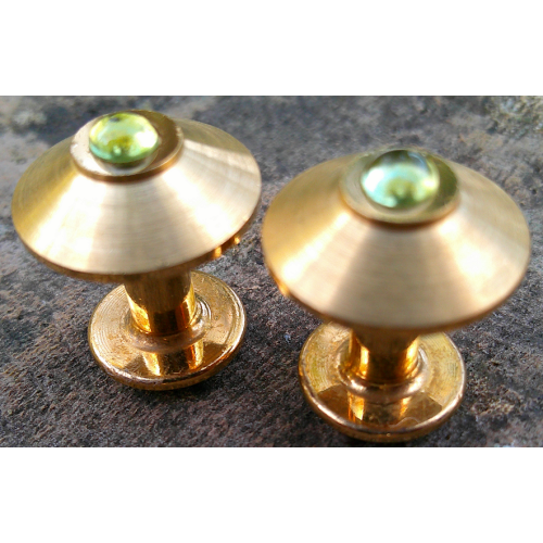 Dunhill Round Gold Green Stone Cufflinks