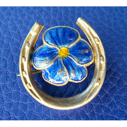 Vintage Horseshoe and Forget Me Not Brooch