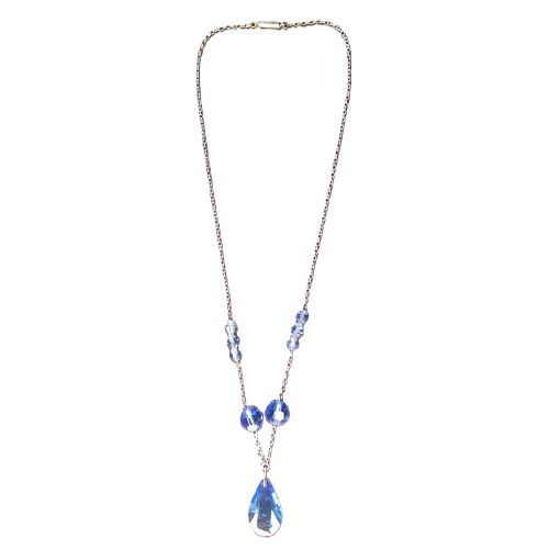 Vintage Blue Crystal Tear Drop Necklace