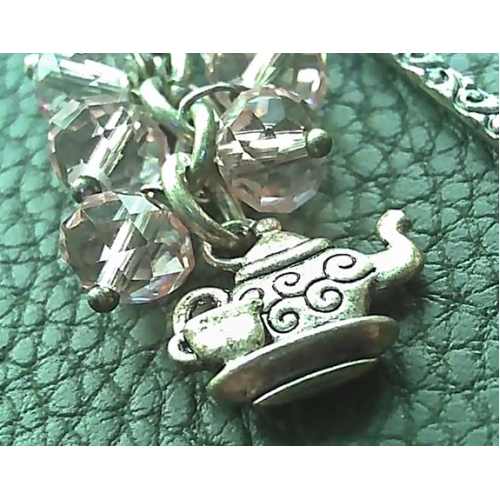Vintage Teapot and Pink Stones Bookmark