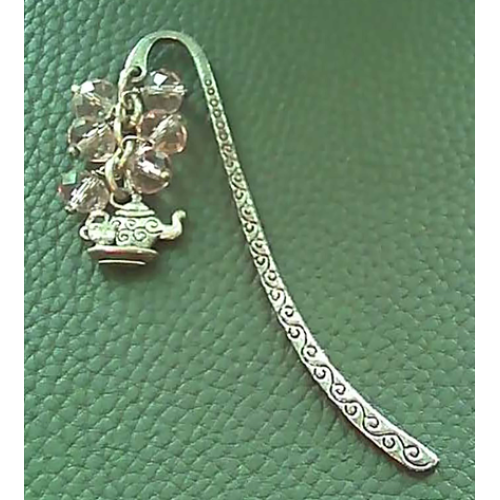 Vintage Teapot and Pink Stones Bookmark