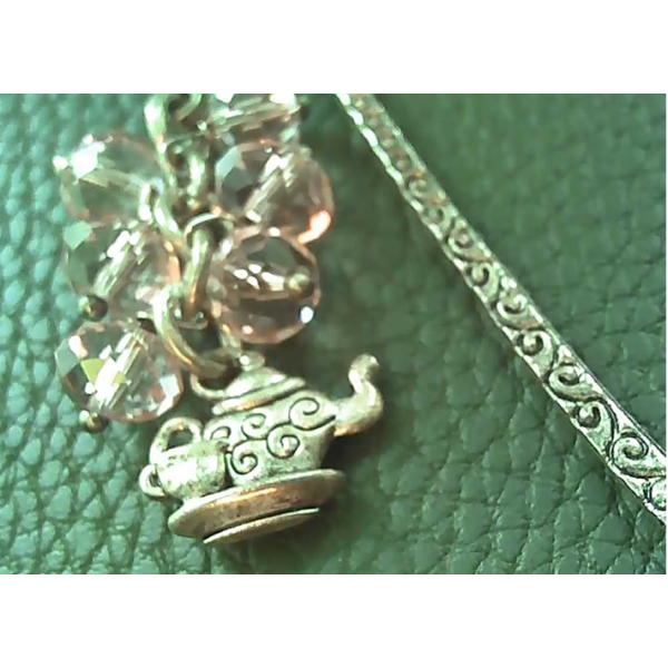 Vintage Teapot and Pink Stones Bookmark